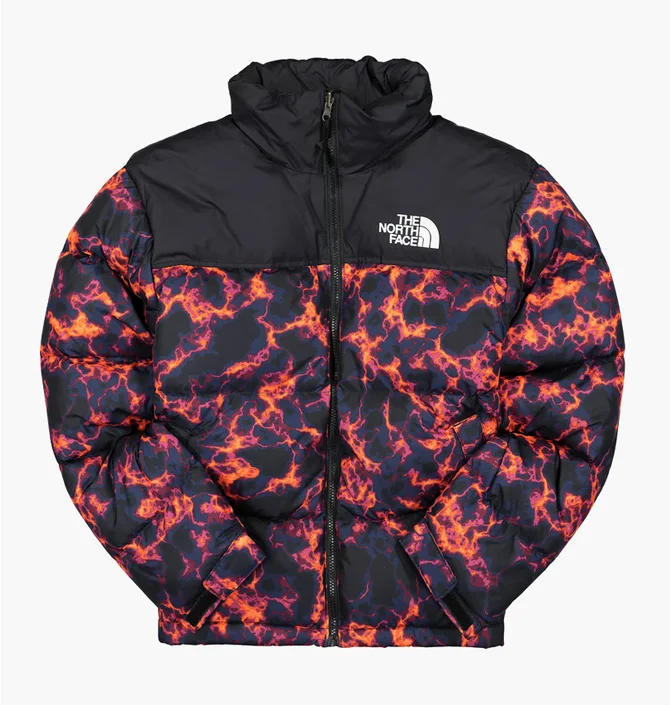 Пуховик унісекс The North Face 1996 Retro Nuptse Marble Camo Print Black/Orange NF0A5IX429K