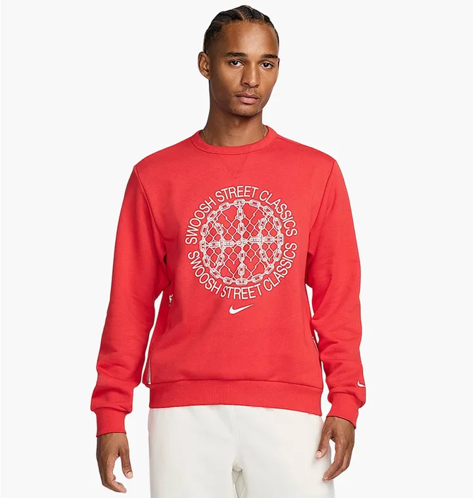 Свитшот мужской Nike Standard Issue MenS Dri-Fit Basketball Crew-Neck Sweatshirt Red FZ0682-657