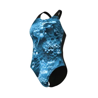 Купальник женский Arena Blue Flowers Swimsuit V Back Blue 009027-850