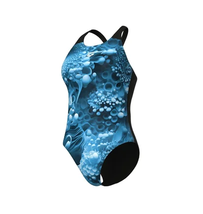 Купальник женский Arena Blue Flowers Swimsuit V Back Blue 009027-850