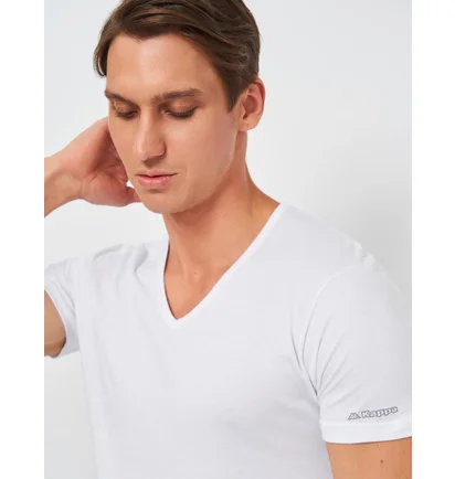 Футболка мужская Kappa Mezza Manica Scollo V White K1315-BIANCO
