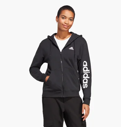 Толстовка жіноча Adidas Essentials Linear Full-Zip French Terry Hoodie Black Ic6863