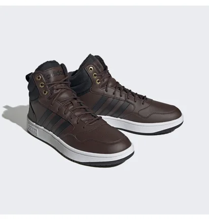 Кросівки чоловічі Adidas Hoops 3.0 Mid Lifestyle Basketball Classic Fur Lining Winterized Shoes Brown GZ6680
