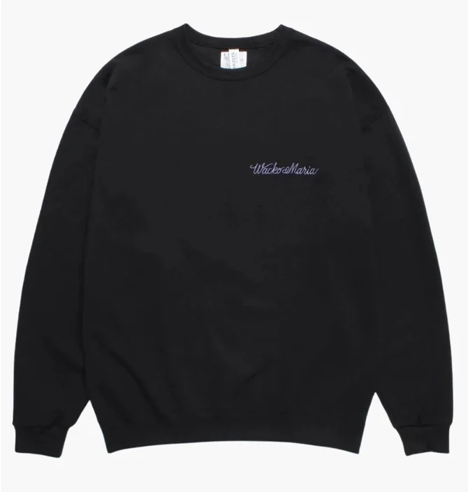 Світшот унісекс wacko maria Crew Neck Black 24FW-WMC-SS12