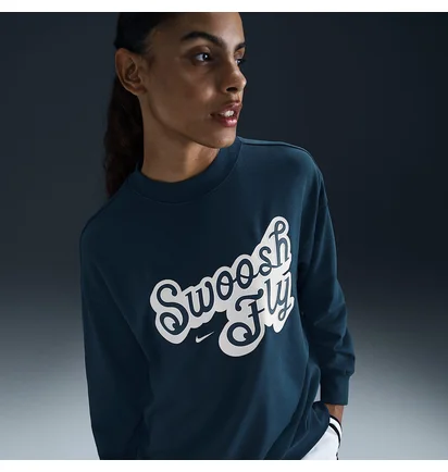 Свитшот женский Nike W Nk Swsh Fly Ssnl Flc Top Blue FZ5514-478