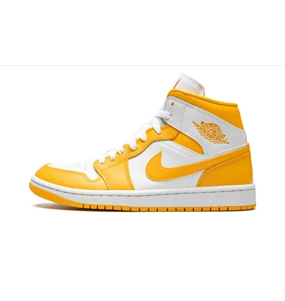 Кроссовки женские Air Jordan Wmns Jordan 1 Mid White/Yellow BQ6472-117
