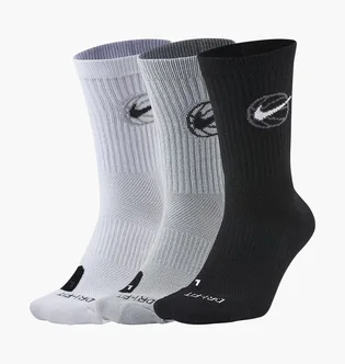 Носки унисекс Nike U Nk Crew Everyday Bball (3 пары) Black/White DA2123-902
