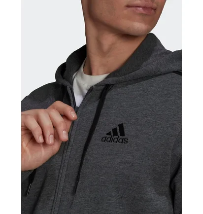 Толстовка чоловіча Adidas Essentials Fleece 3-Stripes Full-Zip Hoodie Grey HB0042