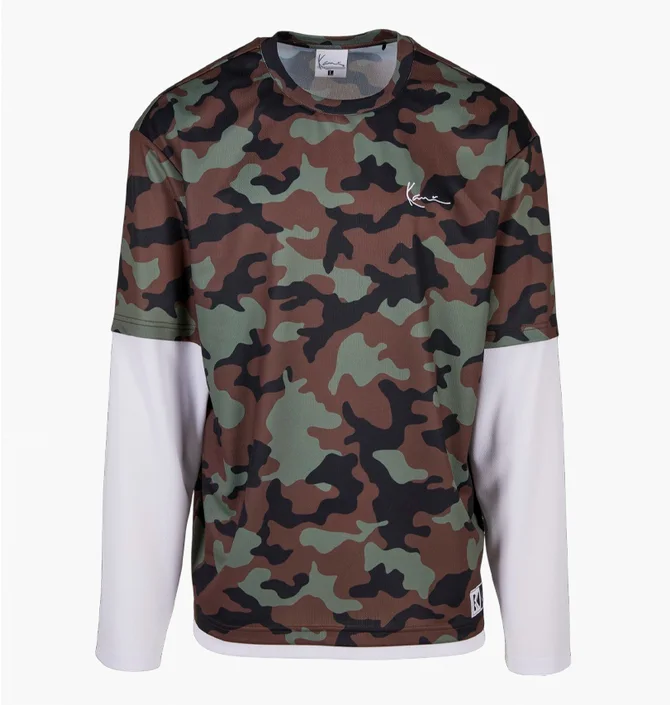 Лонгслів чоловічий Karl Kani Signature Camo Mesh Layered Camo/White PD00013983