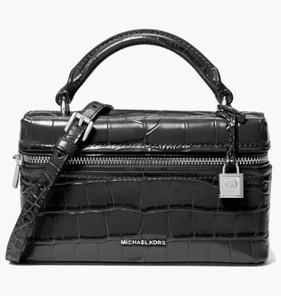 Сумка жіноча Michael Kors Jana Extra-Small Crocodile Embossed Leather Crossbody Bag Black 32F5SQ1C0E-BLACK-126285