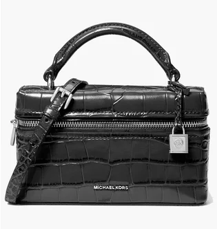 Сумка женская Michael Kors Jana Extra-Small Crocodile Embossed Leather Crossbody Bag Black 32F5SQ1C0E-BLACK-126285