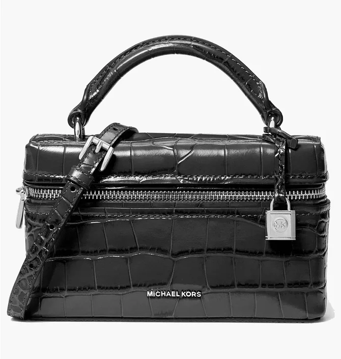 Сумка жіноча Michael Kors Jana Extra-Small Crocodile Embossed Leather Crossbody Bag Black 32F5SQ1C0E-BLACK-126285
