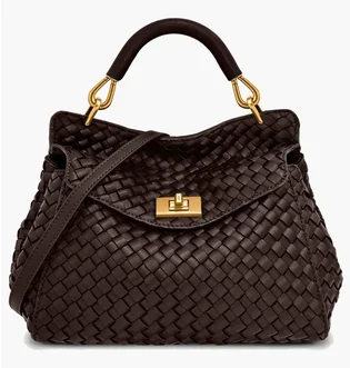 Сумка женская JW PEI Lucia Classic Top Handle Woven Bag Brown BB2025BG117724JWP