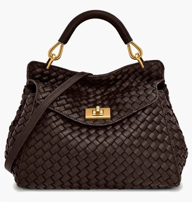 Сумка жіноча JW PEI Lucia Classic Top Handle Woven Bag Brown BB2025BG117724JWP