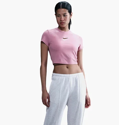 Футболка женская Nike Sportswear Chill Knit Slim Cropped Pink HF9534-699