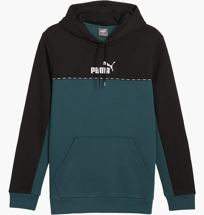 Худи мужское Puma Ess Block X Tape Hoodie Fl Black/Blue 673342-22