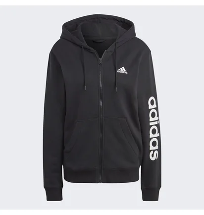 Толстовка жіноча Adidas Essentials Linear Full-Zip French Terry Hoodie Black Ic6863