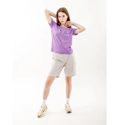 Футболка женская AUSTRALIAN Logo Flowers Tee Jersey V Violet LSDTS0027-768