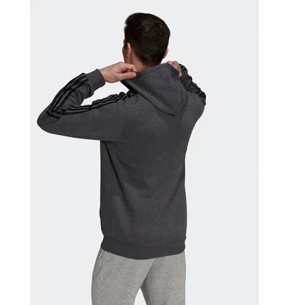 Толстовка чоловіча Adidas Essentials Fleece 3-Stripes Full-Zip Hoodie Grey HB0042
