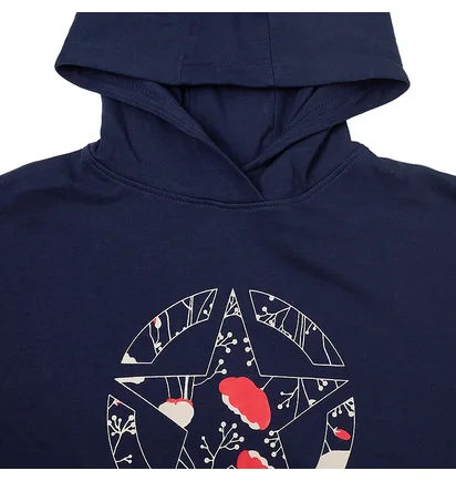 Худи женское Jeep Hooded Cropped Sweatshirt Star Botanical Print Blue O102607-A184