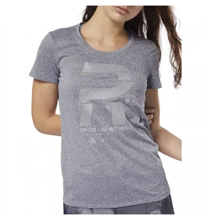 Футболка женская Reebok Reflective Graphic Short Sleeve Running Top Grey D78939