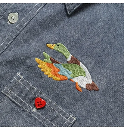 Рубашка мужская Human Made Chambray Shirt Blue HM25SH002