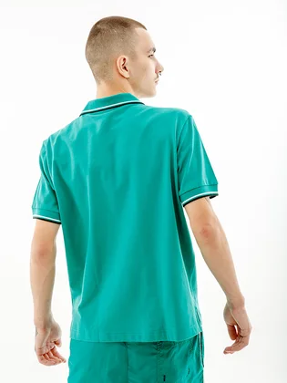 Поло мужское AUSTRALIAN 2-Stripe Pique Polo Turquoise LSUPO0005-913