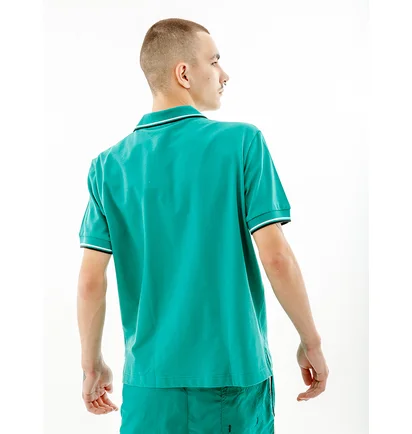 Поло мужское AUSTRALIAN 2-Stripe Pique Polo Turquoise LSUPO0005-913