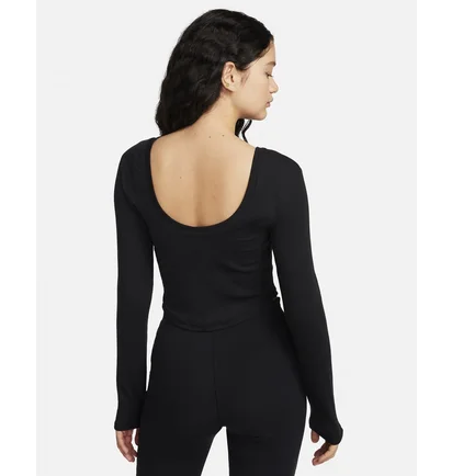 Лонгслів жіночий Nike Sportswear Chill Knit Tight Scoop-Back Long-Sleeve Mini-Rib Top Black FN3661-010