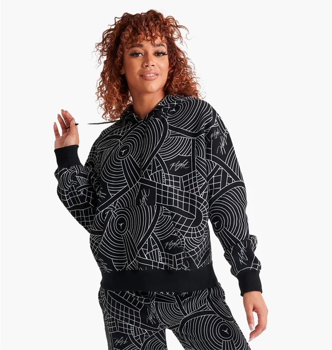 Худи женское Air Jordan Flight Allover Print Hoodie Black Dv1417-010