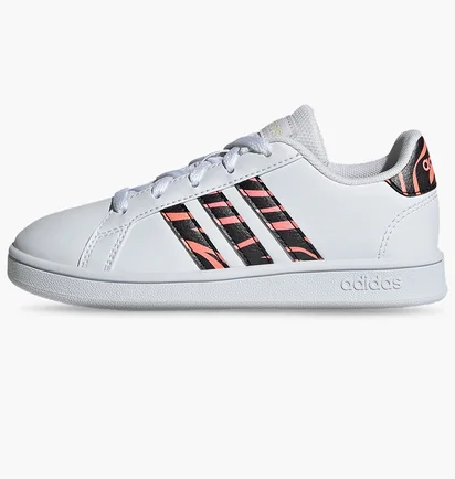 Кроссовки детские Adidas Grand Court Tiger-Print Shoes White Gz1067