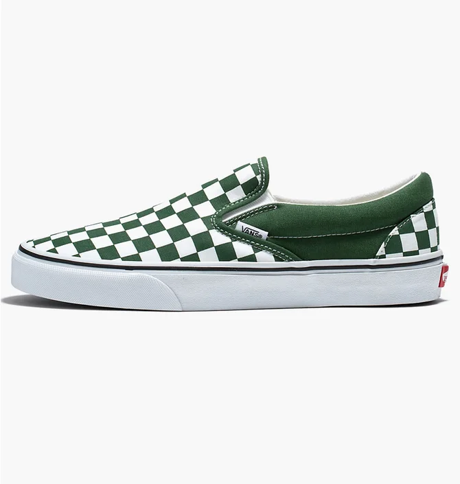 Кеды унисекс Vans Checkerboard Classic Slip-On Shoe White/Green VN0A7Q5D6QU