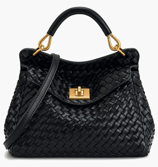 Сумка жіноча JW PEI Lucia Classic Top Handle Woven Bag Black BB2024BG108654JWP