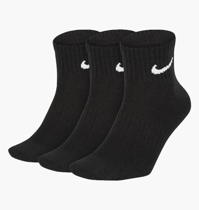 Шкарпетки унісекс Nike U Nk Everyday Ltwt Ankle (3 пари, неутеплені) Black SX7677-010