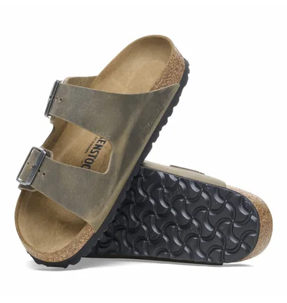 Тапочки женские BIRKENSTOCK Arizona Oiled Leather Faded Khaki Narrow Fit Olive 1027039
