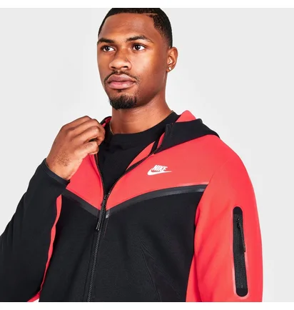 Толстовка чоловіча Nike Sportswear Tech Fleece Taped Full-Zip Hoodie Red/Black Dv0537-696