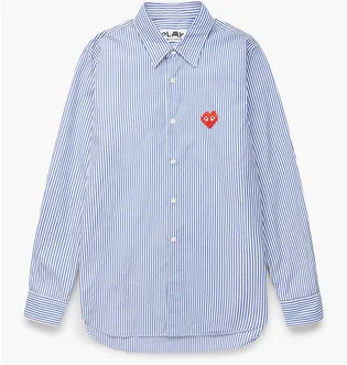 Рубашка мужская Comme des Garcons Invader Heart Striped Shirt Light Blue P1B024