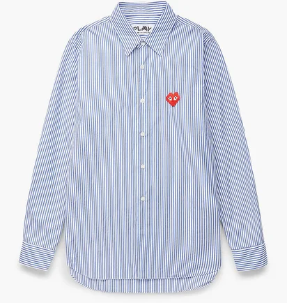Сорочка чоловіча Comme des Garcons Invader Heart Striped Shirt Light Blue P1B024