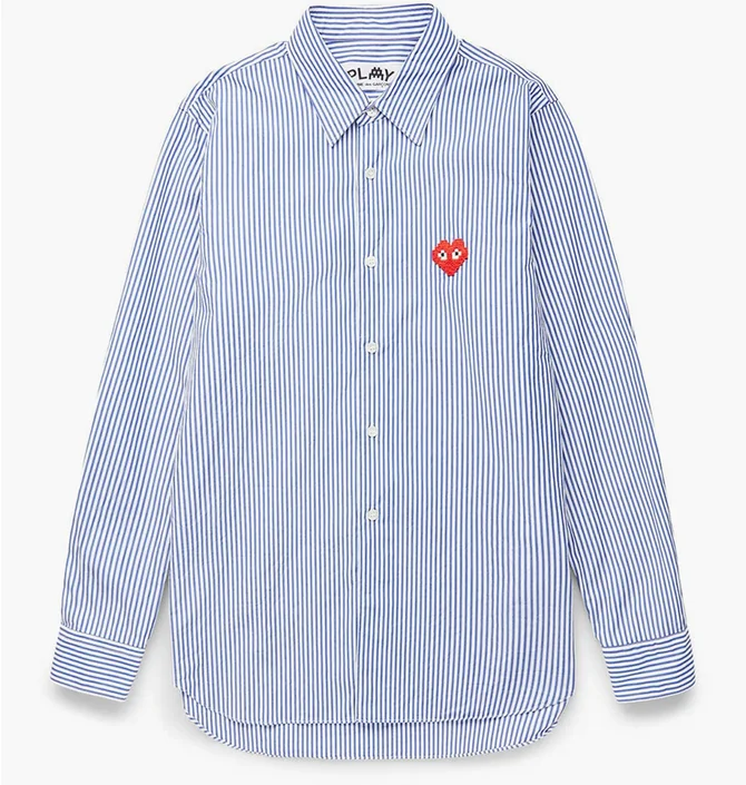 Сорочка чоловіча Comme des Garcons Invader Heart Striped Shirt Light Blue P1B024
