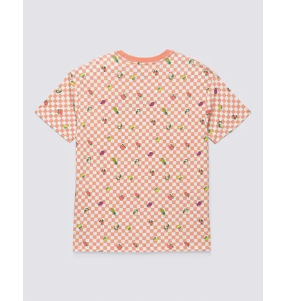 Футболка женская Vans Fruit Checkerboard Oversized Tee Beige/Peach VN0003V6BM5