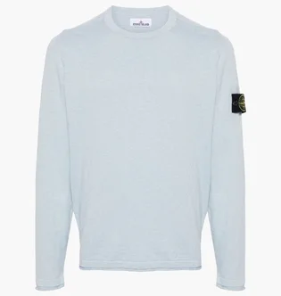 Лонгслів чоловічий Stone Island 502B0 Stocking Stitch Cotton Crewkneck Knit Light Blue 1015502B0-V0041