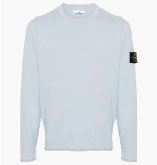 Лонгслів чоловічий Stone Island 502B0 Stocking Stitch Cotton Crewkneck Knit Light Blue 1015502B0-V0041