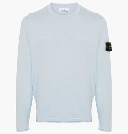 Лонгслів чоловічий Stone Island 502B0 Stocking Stitch Cotton Crewkneck Knit Light Blue 1015502B0-V0041