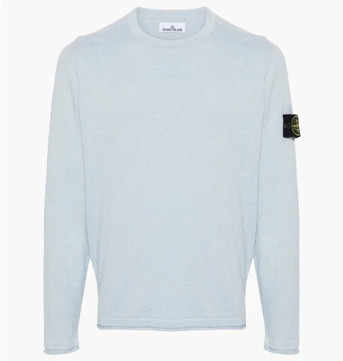 Лонгслів чоловічий Stone Island 502B0 Stocking Stitch Cotton Crewkneck Knit Light Blue 1015502B0-V0041