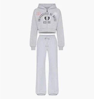 Спортивный костюм женский Ksubi College Origin Zip Hoodie & Carter Wide Trakpant Grey WSP26FL002-WSP26PA005