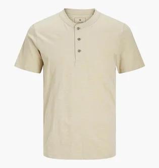 Футболка мужская Jack & Jones Jprblunixs Henley Ss Beige 12257965-SAND