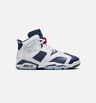 Кроссовки детские Air Jordan 6 Retro And Midnight Navy Grade School Lifestyle Shoe White/Blue 384665-164