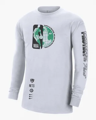 Лонгслив мужской Nike T-Shirt Nba Max90 Brooklyn Nets Courtside White DV6836-100