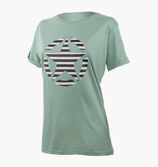 Футболка женская Jeep T-Shirt Oversize Star Striped Print Turn Turquoise O102613-E854