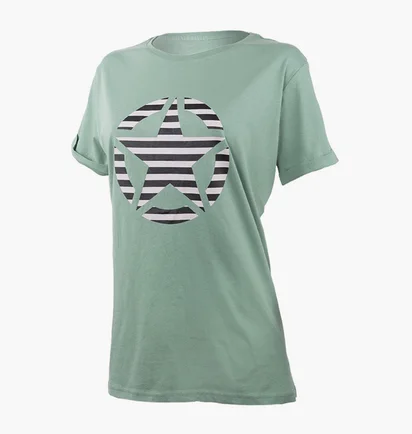 Футболка жіноча Jeep T-Shirt Oversize Star Striped Print Turn Turquoise O102613-E854